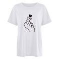 thumbnail image 4 of Hauts d'Été pour Femmes 2023 Mode pour Femmes Imprimé Love Col Rond Ample T-shirt à Manches Courtes Haut Blouse Chandail, 4 of 5
