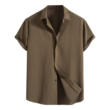 Ketyyh-chn99 Wrangler Chemises pour Hommes Vêtements d'Automne Nouvelle Chemise à Manches Courtes pour Hommes Chemise Ample Unie à Boutons Chemise à Manches Courtes Chemise en Coton Vert,G