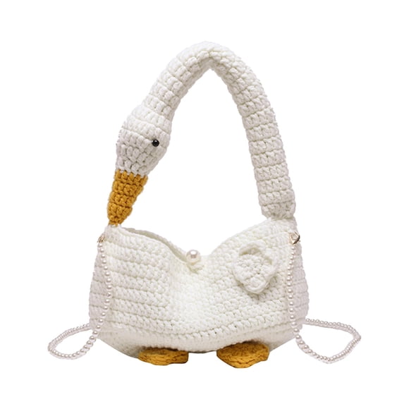 Bunblic Goose Tote Bag Lightweight Pouch Trendy Novelty Cartoon Animal Crossbody Bag White