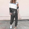 thumbnail image 2 of Kcodviy Combinaison de Neige pour Femmes à Manches Longues Colorée Grande Taille Femmes à Blocs Patchwork Col Ras du Cou T Lignes Verticales Combinaison Chemise Haut Blouse et Costume Perlé Pantalon Long Leggings Décontracté Costume pour Femmes Tenue à Jambes Larges Se, 2 of 5