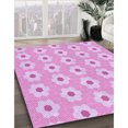 thumbnail image 3 of Ahgly Tapis d'Intérieur Lavable en Machine Carré Transitionnel Fleur Rose, 5 Pieds Carré, 3 of 7