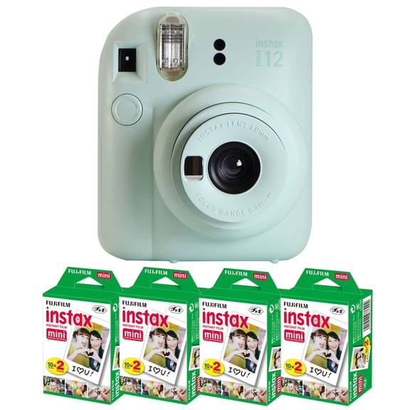 FUJIFILM INSTAX MINI 12 Appareil Photo Instantané (Vert Menthe) + 4x FUJIFILM 2x10 Film MINI INSTAX Film Pack