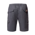thumbnail image 4 of Mens Shorts Casual Solid Color Pocket High Waist Drawstring Knee Length Shorts Pants with Multi Pockets, 4 of 5