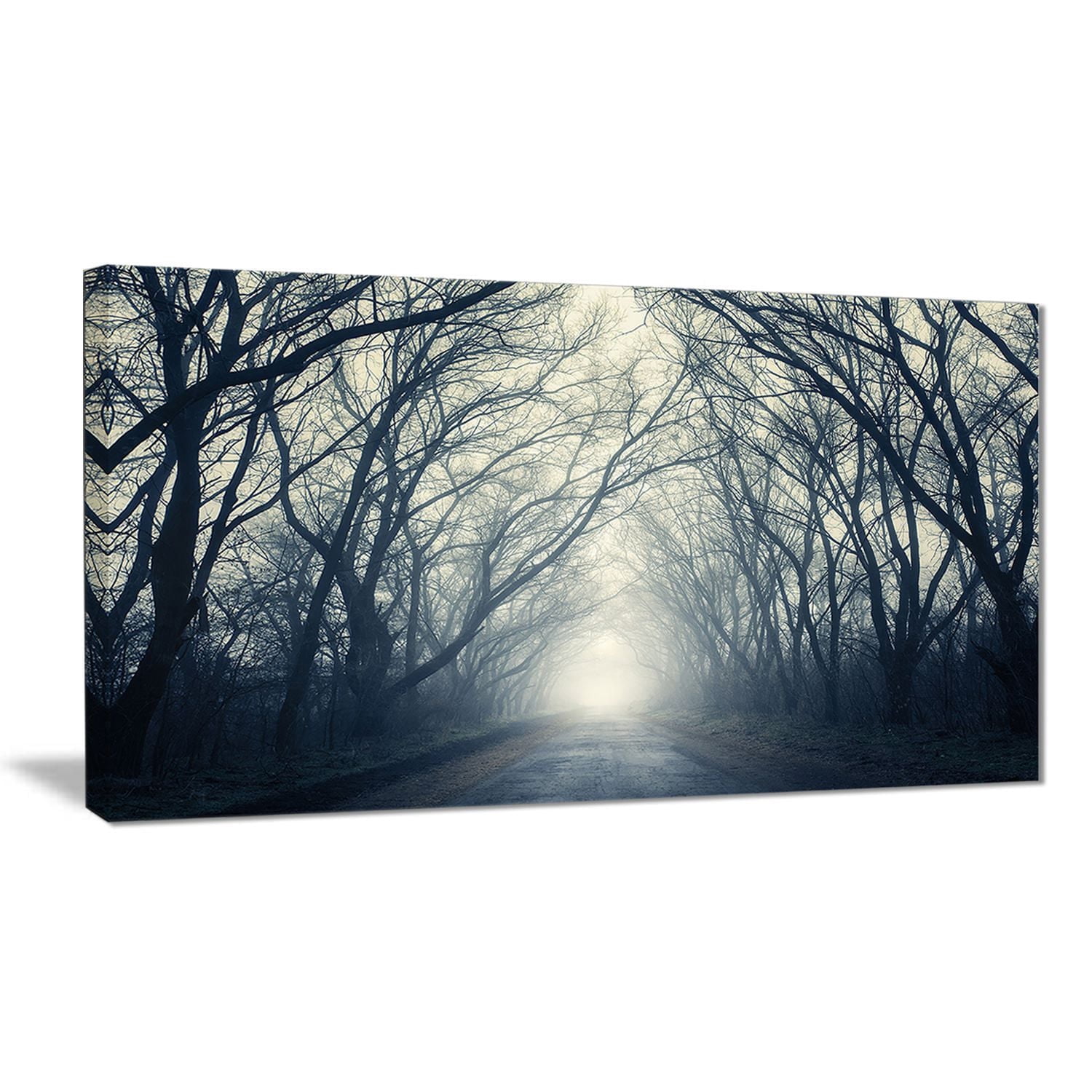 Design Art Dark Autumn Forest Fog Modern Photography Canvas Print