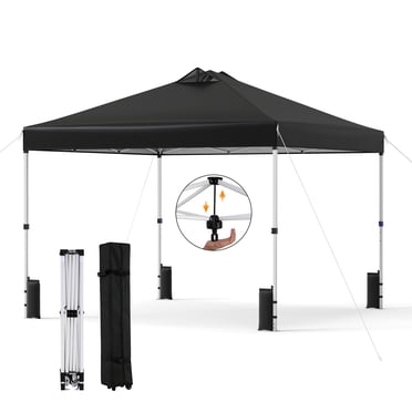 Gymax 10x10 FT Pop Up Canopy Tent 1-Person 1-Button Push Instant Setup w/ 4 Sandbags Black