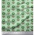 thumbnail image 1 of Soimoi Satin Silk Fabric Leaves & Floral Block Fabric Prints by Yard 42 Inch Wide, 1 of 3