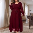 thumbnail image 4 of Ovzne Robes pour Femmes Robe de Plage Femmes Grande Taille Taille Haute Mode Élégante Chiffon Manches Longues Longue Robe de Soirée Robe pour Femmes Manches Longues Liquidation, 4 of 7
