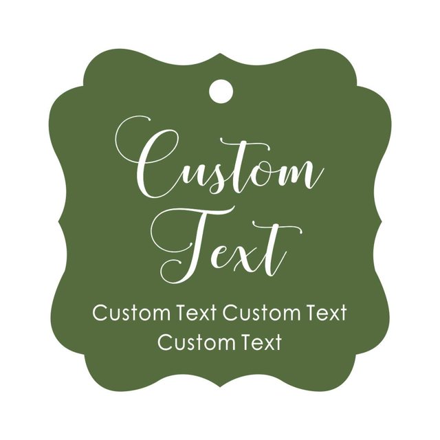 Darling Souvenir Personalized Paper Hang Tags Custom Text Wedding Party Gift Favor Tags -Olive Green-50 Tags