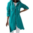 thumbnail image 4 of Pisexur Shacket Jacket Women Solid Color Hoodie Zipper Long Sleeve Sweatshirt Irregular Hem Long Coat Top With Pockets Pocketed Shirts Fall Jacket Shackets, 4 of 8
