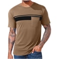 thumbnail image 1 of Men Oversized T Shirts Casual Loose Short Sleeve Crew Neck Tee Shirt Striped Color Block Tops with Pocket, 1 of 4