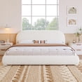 thumbnail image 1 of MODERNLUXE Queen Size Boucle Upholstered Platform Bed Frame with Wood Slat Support for Teens Adults,Easy Assembly,Cream White, 1 of 8