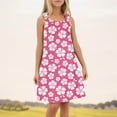 thumbnail image 2 of WEIYLL Robes Préadolescentes pour Filles Plage Couverture de Bain Sans Manches Imprimé Fleur de Palmier Volants Rose Vif Robe 4-5 Ans, 2 of 4