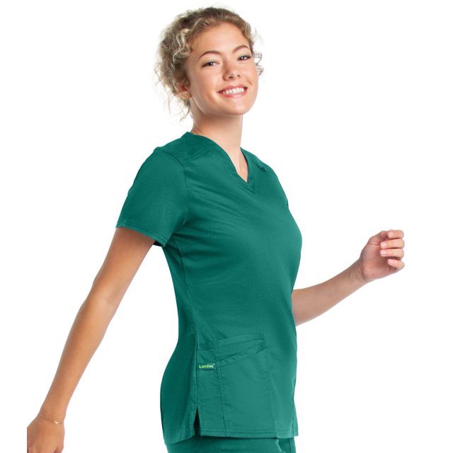 Landau ProFlex Haut de Blouse Médicale pour Femmes : 3 Poches, Coupe Moderne Ajustée, Col en V Extensible 4169