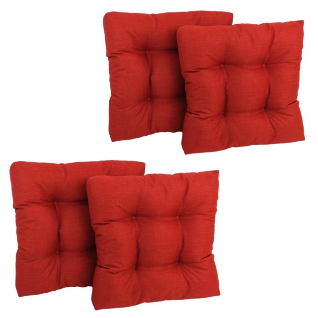 19-inch Squared Spun Polyester Tufted Dining Chair Cushion (Set of Four)