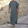 thumbnail image 2 of Chemise Courte Décontractée pour Homme en Coton à Col en V, Manches Courtes, Justaucorps, Robe, Veste, Manches, Grand Dispositif, Homme, Manches Imprimées, 2 of 6