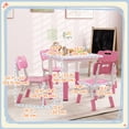 thumbnail image 3 of Qaba 5 Pieces Height Adjustable Kids Table and Chair Set for Playroom Pink, 3 of 10