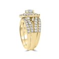 thumbnail image 2 of 3ct Diamond Engagement Wedding Double Cushion Halo Trio Ring Set 10k Yellow Gold, 2 of 3