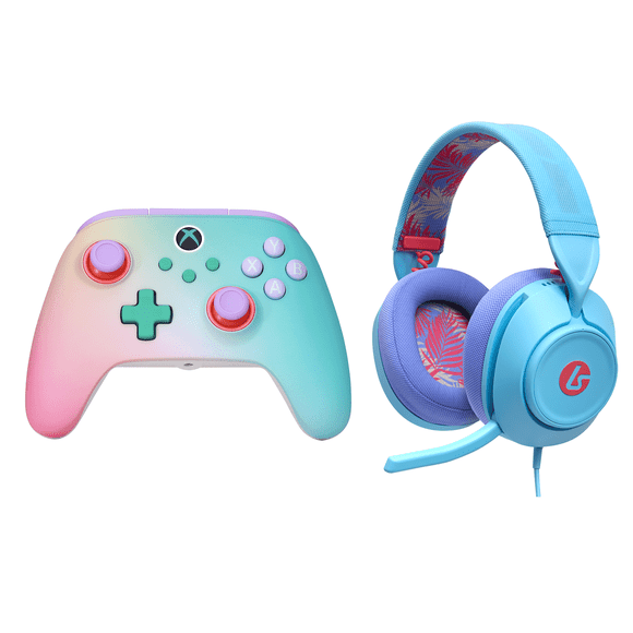 PowerA Advantage Wireless Controller for Xbox Series X|S - Beach Vibes PLUS LucidSound LS10 Wired Gaming Headset - Ocean Waves (PlayStation, Xbox, PC & Mobile), Bundle