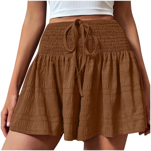 Birdeem Shorts pour Femmes Shorts d'Été pour Femmes Mode Couleur Unie Shorts à Cordon