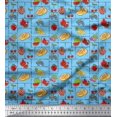 thumbnail image 1 of Soimoi Modal Satin Fabric Mix Fruits Printed Craft Fabric by The Yard 42 Inch Wide, 1 of 3