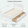 thumbnail image 3 of Gymax Twin Size Wooden Bed Frame w/ 2 Storage Drawers & Under-bed Storage White, 3 of 10