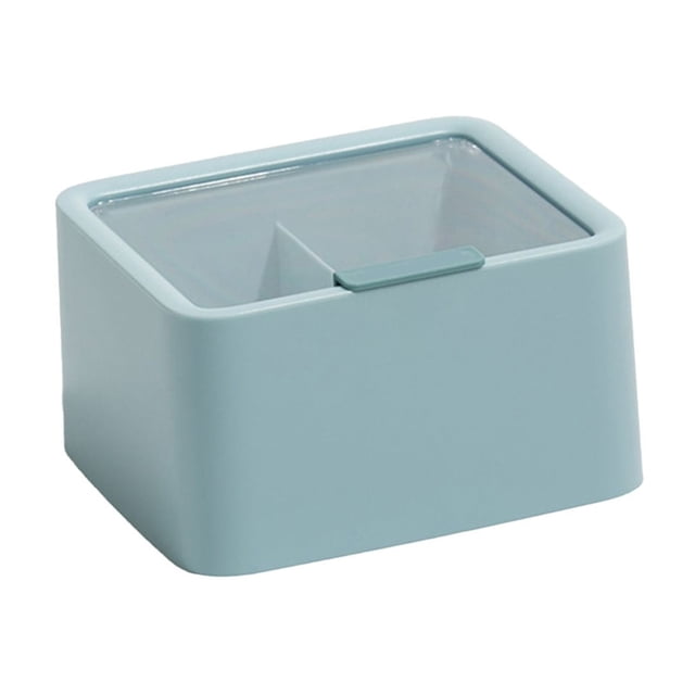 Boîte de Rangement pour Maquillage avec Couvercle à Double Compartiment, Plastique Anti-Poussière, Organisateur Cosmétique pour Rouges à Lèvres et Tampons Démaquillants 5.71 Po x 5.12 Po x 3.15 Po