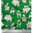 thumbnail image 1 of Soimoi Cotton Duck Fabric Deer,Elephant & Rabbit Kids Printed Fabric 1 Yard 42 Inch Wide, 1 of 2