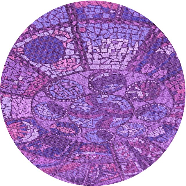 Ahgly Tapis Rond Lavable en Machine Intérieur Transitionnel Heliotrope Violet, 8 Pieds Rond