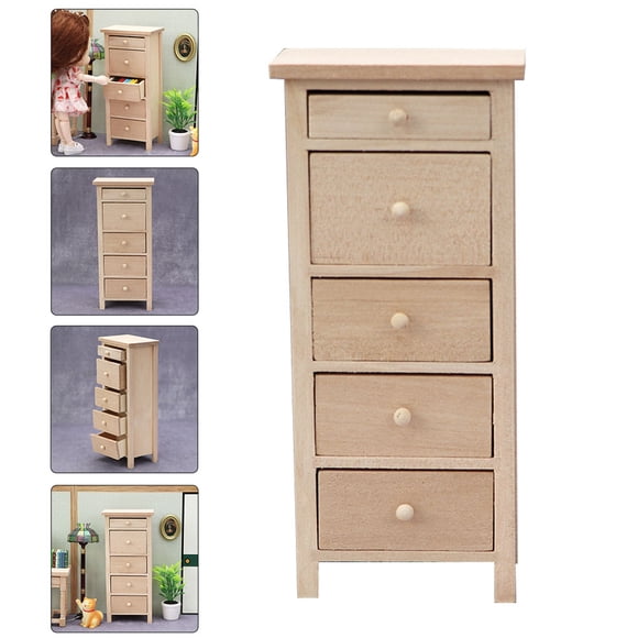 ifundom 1Pcs Mini Commode à Tiroirs Mini Armoire en Bois Décoration en Rondins