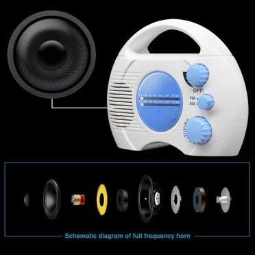 Radio de Douche Étanche Sans Fil Portable Am/FM Murale pour Douche Bain Piscine Bateau Plage Voyage