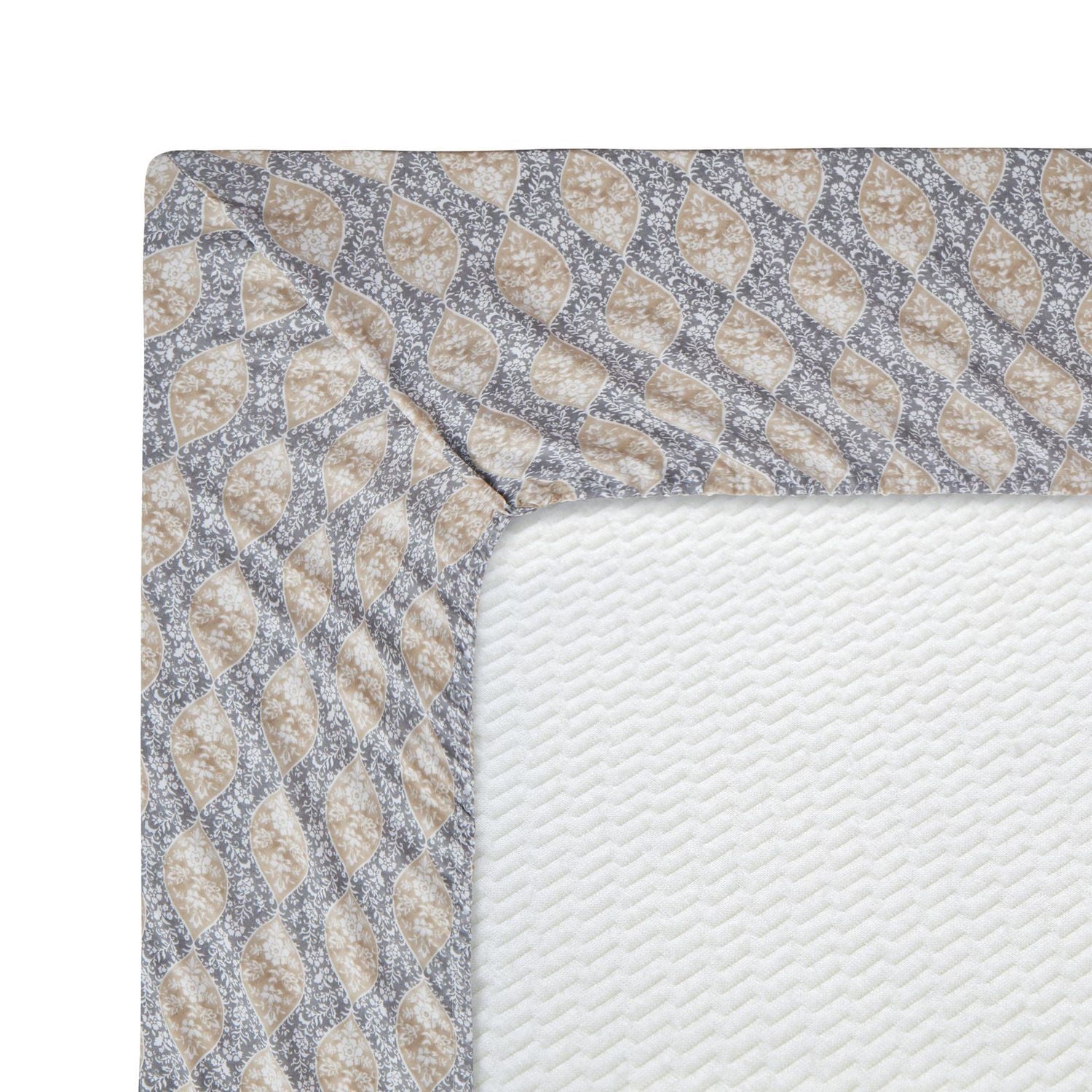Ensemble de literie Marina Décoration ultra douce, soyeuse et riche en soie, imprimée, en rayonne de bambou, toutes saisons, avec taies d'oreiller, motif floral gris taupe