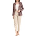 thumbnail image 2 of INSPIRE CHIC Blazers pour Femmes Revers Cranté Manches Longues un Bouton Blazer à Carreaux Brun Rouge TP, 2 of 8