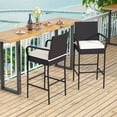 thumbnail image 2 of Costway 2PCS Patio PE Wicker Bar Chairs Counter Height Barstools with Armrests &Cushions, 2 of 8