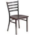 thumbnail image 1 of HERCULES Series Clear Coated Ladder Back Metal Restaurant Chair - Walnut Wood Seat, 1 of 9