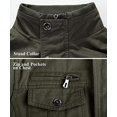 thumbnail image 4 of Men‘s Cotton Lightweight Multi Pockets Zip Front Stand Collar Military Jackets Windbreaker, 4 of 7