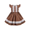 thumbnail image 1 of Girls Dress Vintage Brown Floral Trim Embroidery Candy Canes Flutter 7 Years, 1 of 6
