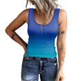 thumbnail image 1 of Mrat Débardeur Côtelé Ajusté Extensible d'Été pour Femme à Col Rond, Haut Basique à Dégradé, Débardeurs Femme P-30 Bleu G, 1 of 6