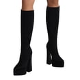 thumbnail image 1 of LSLJS Bottes pour Femmes Automne/hiver à Semelle Épaisse, Talon Pointu, Grande Tige en Suède, Tige Moyenne, Bottes Mi-Mollet à Talons Hauts pour Femmes, 1 of 6