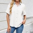 thumbnail image 4 of asjyhkr Womens Button down Shirts Short Sleeve Summer Causal Business Work Tops with Pockets Lightweight Comfy Soft Tees, 4 of 8