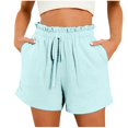 thumbnail image 1 of Dealovy Lounge Shorts for Women High Elastic High Rise Textured Drawstring Wide Leg Shorts with Pockets, 1 of 6