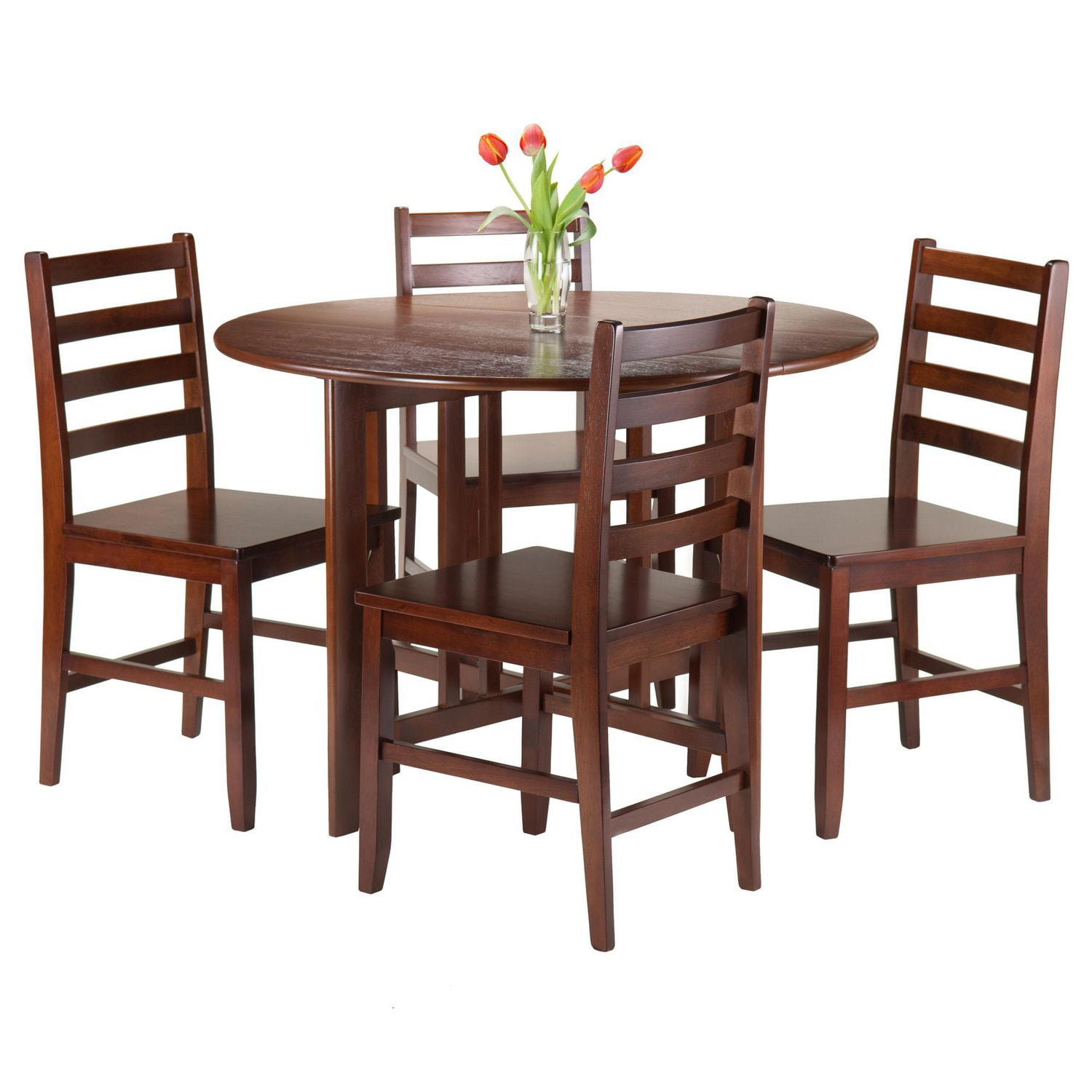 Table ronde à abattants 5 pièces Alamo avec 4 chaises Hamilton à dossier à barrettes de Winsome - 94565