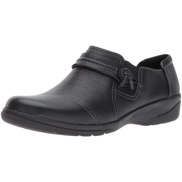Clarks Mocassin Cheyn Madi pour Femme, Cuir Retourné Noir, 9.5 W US
