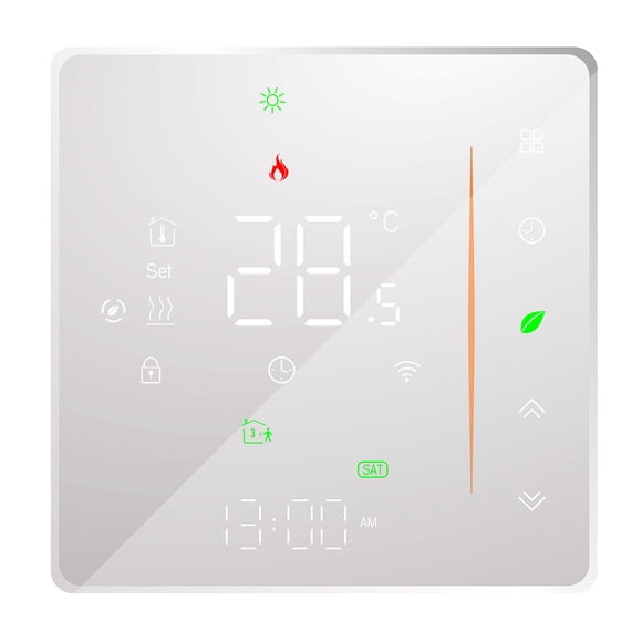 WiFi Smart Thermostat Temperature Controller Weekly Programmable Supports Touch Control/ Mobile APP/ Voice Control Compatible with Alexa/Google Home, for Water/Gas Boiler 5A White