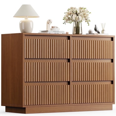 UPGO Commode en Bois, Commode 6 Tiroirs pour Chambre, Commode Moderne avec Tiroirs Profonds Étanche pour Salon, Couloir, Entrée, Noir
