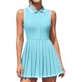 thumbnail image 1 of ATTRACO Robe de Tennis pour Femmes, Robe Polo Côtelée de Golf à Demi-Glissière, Robe d'Entraînement Plissée avec Short et Soutien-Gorge Intégrés, 1 of 8