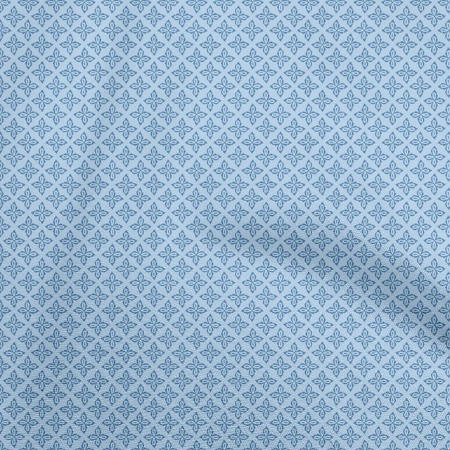 oneOone Polyester Spandex Medium Blue Fabric Asian Block Fabric For Sewing Printed Craft Fabric By The Yard 56 Inch Wide