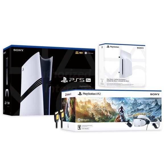 PlayStation 5 Pro & PSVR2 Horizon Call of the Mountain Deluxe Combo, VR2 Headset, Sense Controllers, PS5 Pro + Disc Drive, DualSense, 4K HDR Advanced Rendering, with Mytrix HDMI2.1- PS5 VR2 Bundle