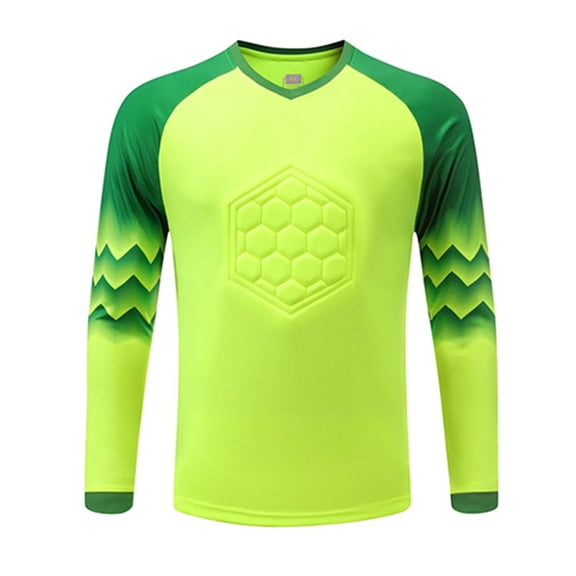 Linjinx Uniforme d'Entraînement d'Équipe de Soccer pour Enfants Hauts Rembourrés Maillot de Gardien de Soccer pour Garçons Chandail de Gardien Vert Fluorescent TTP