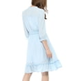 thumbnail image 3 of INSPIRE CHIC Women's Layered Ruffle Hem 3/4 Sleeves Smocked Chiffon A-Line Dress 2XL Blue, 3 of 8