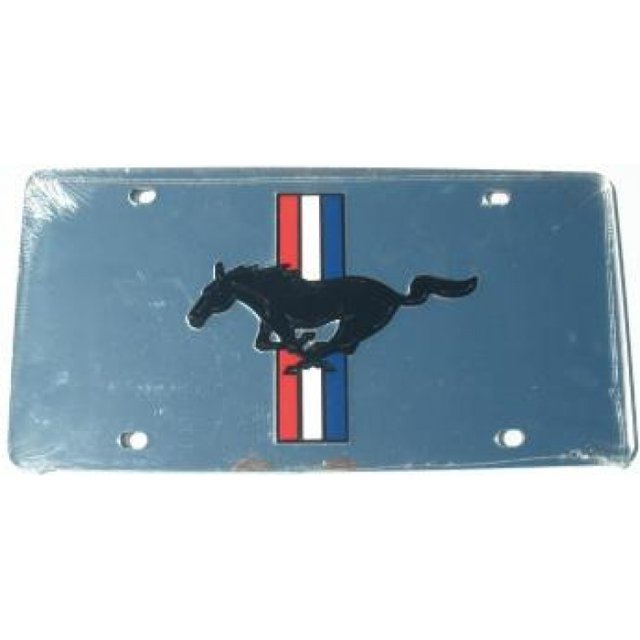 Mustang Silver Laser License Plate